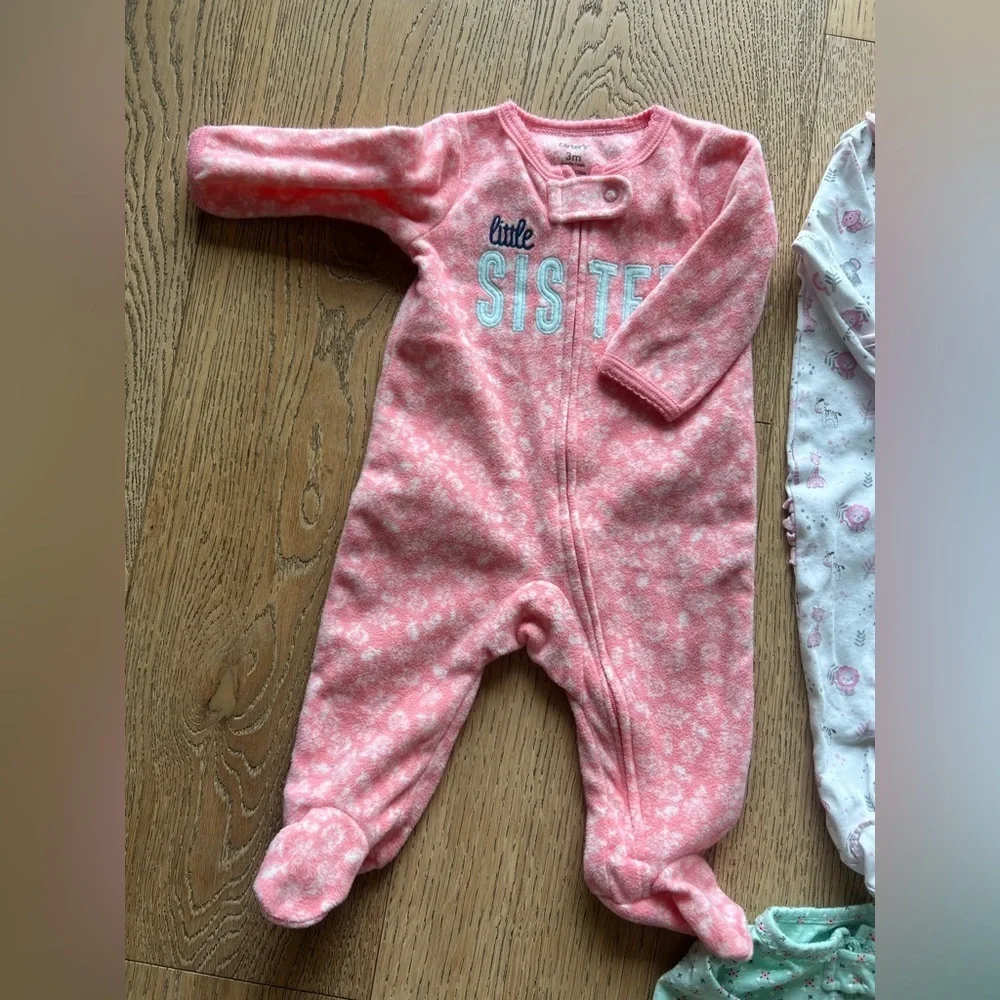 Magnolia Baby Carter’s Little Sister Girl Bundle sleep and onesie size 3 months